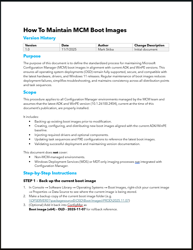 Maintain Boot Images