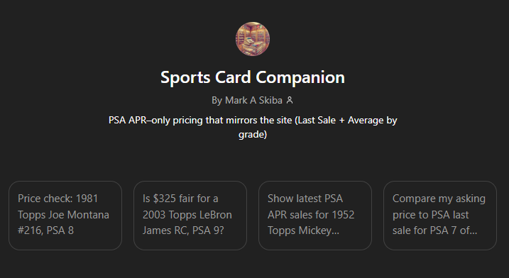 Sports Card Companion - Custom GPT