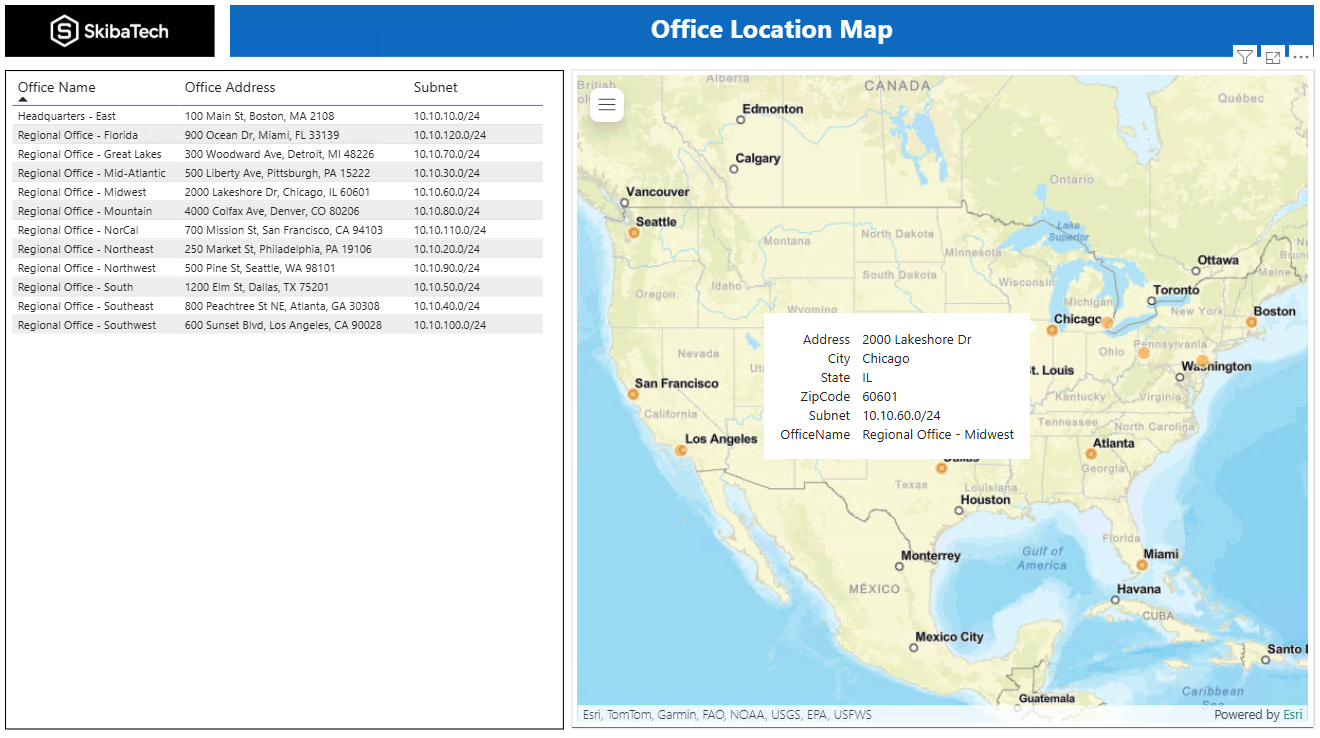 Power BI - Office Location Map